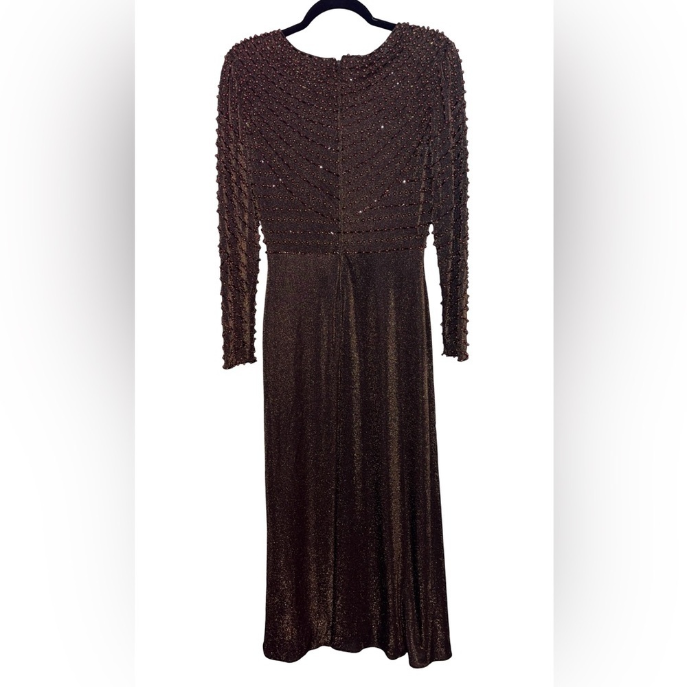 Vintage Vie Victoria Royal of Hong Kong 1960s Brown Dress Size 6 P2P 19" - Picture 4 of 7